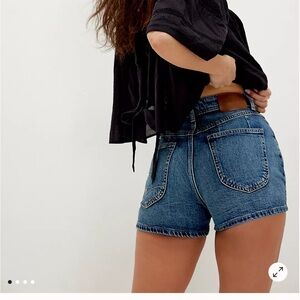 Free People CRVY Bellarosa High-Rise Vintage Shorts Color Blue Saloo Size 32